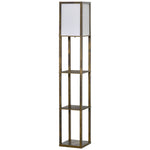 Floor Lamp Reading Lamp With 3-tier Storage Shelf Acrylic | One Size | Brown