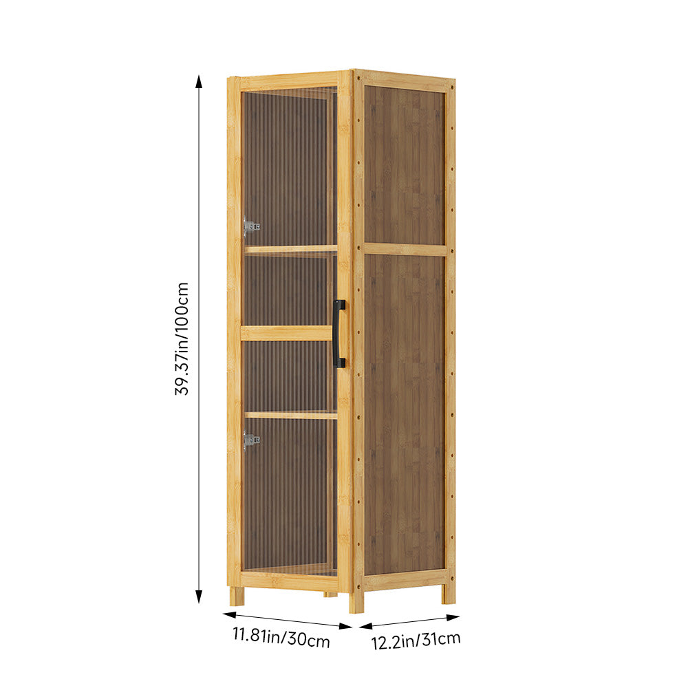 3-tier Narrow Bookcase Storage Cabinet With Acrylic 30cm W Door
