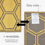 Luxury Outdoor Rug Waterproof Reversible For Garden Patio, Yellow Honeycomb