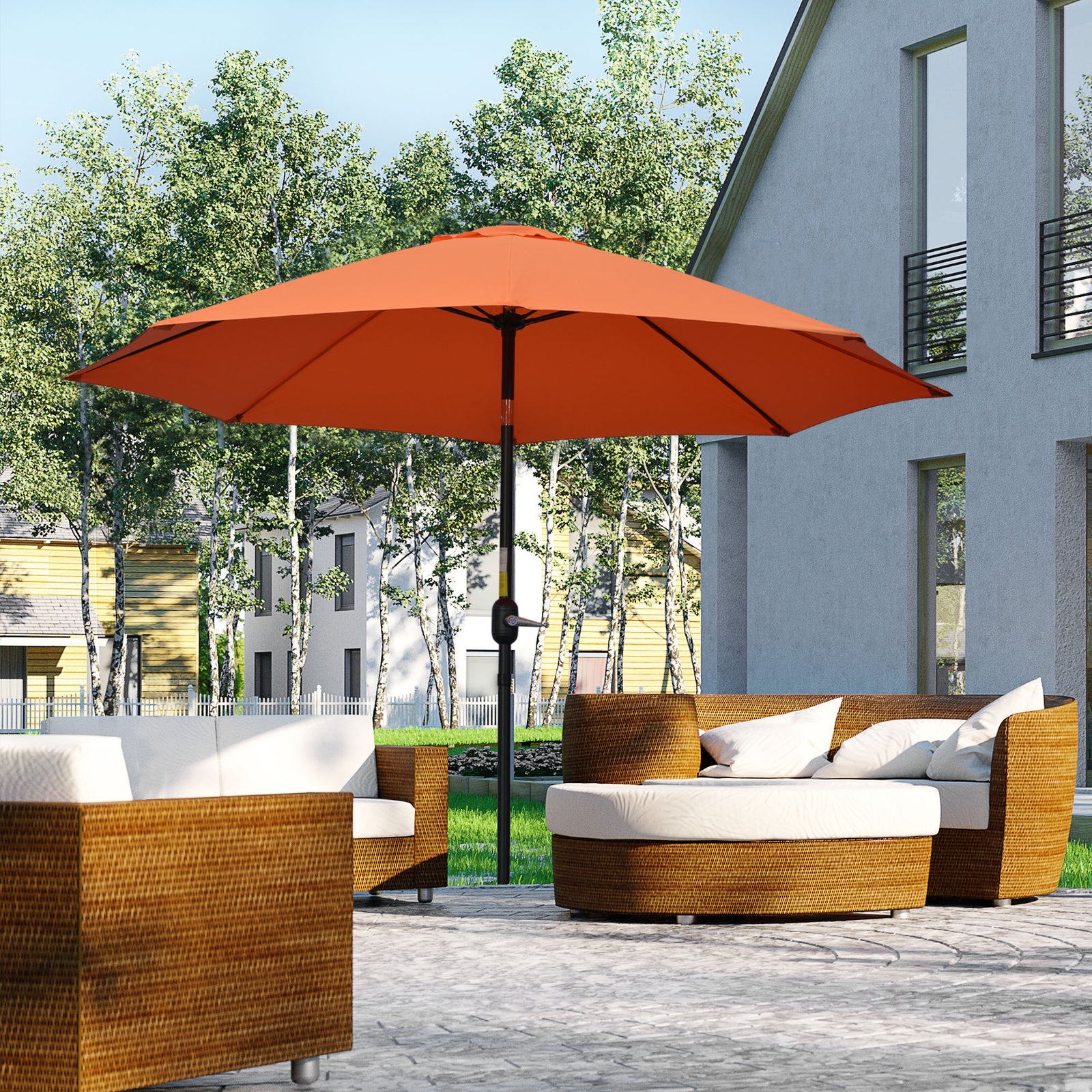 2.6m Parasol With Tilt And Crank | Orange