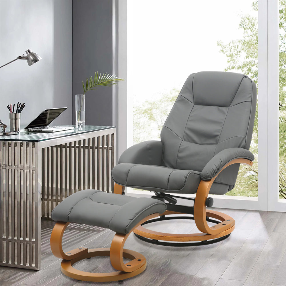 Ergonomic Executive Office Reclining Chair With Footstool | Grey