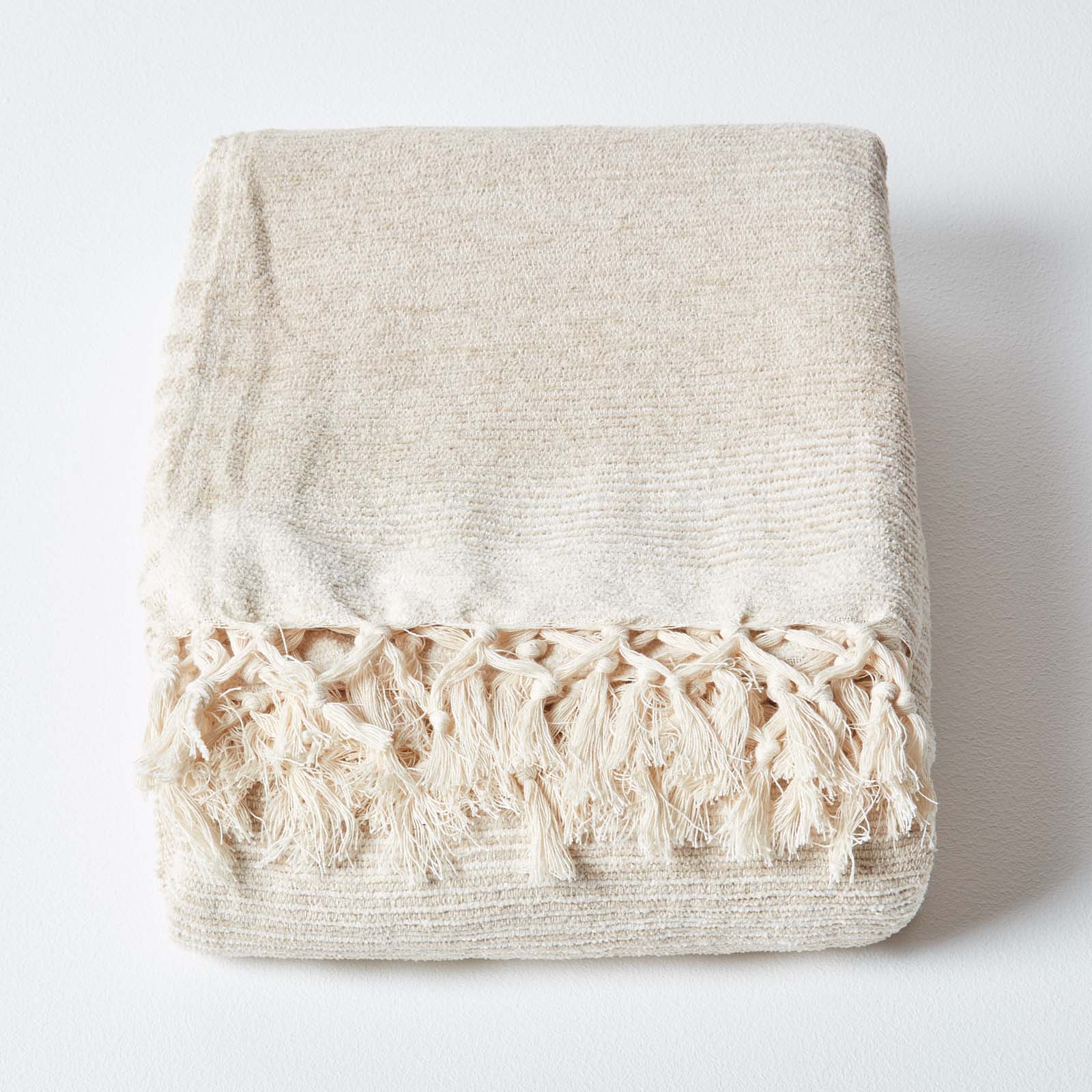 Bed Sofa Throw Cotton Chenille Tie Dye | 150cm x 200cm | Beige