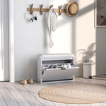 Shoe Storage Bench With Cushion And Flip-drawer | Small | White