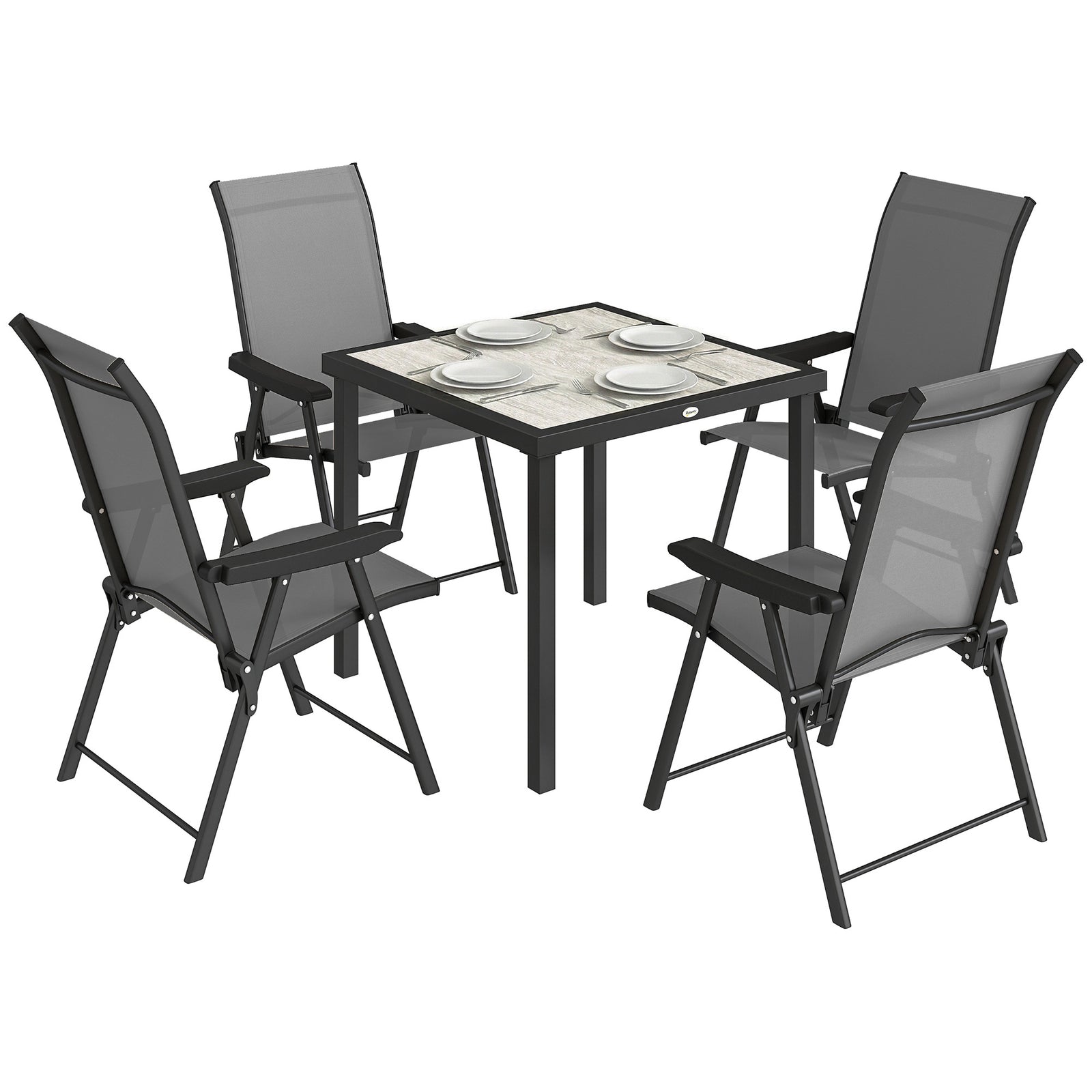 5 Pieces Outdoor Dining Set, Garden Dining Set For 4 | Grey