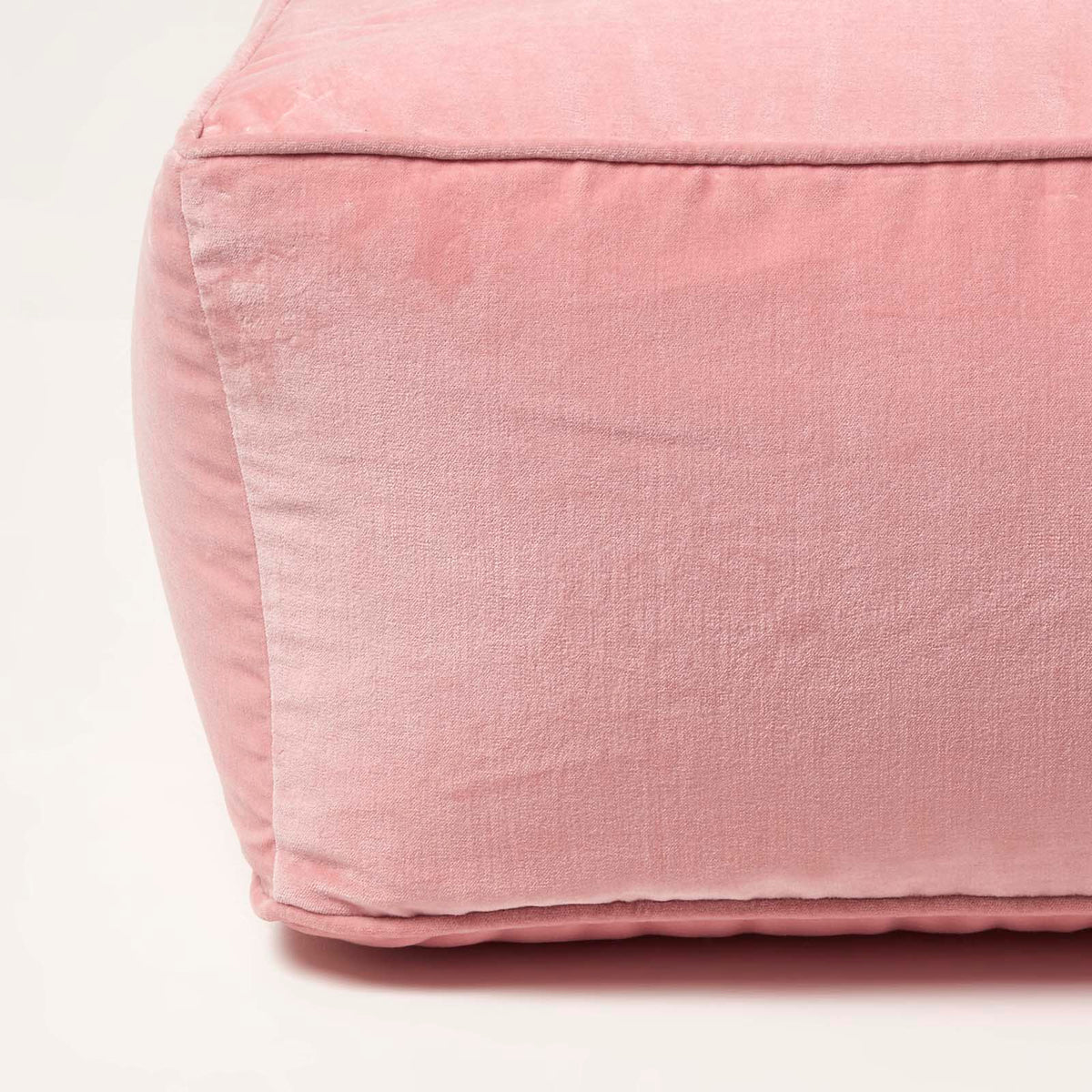 Velvet Pouffe Bean Cube | 60cm x 60cm | Pink