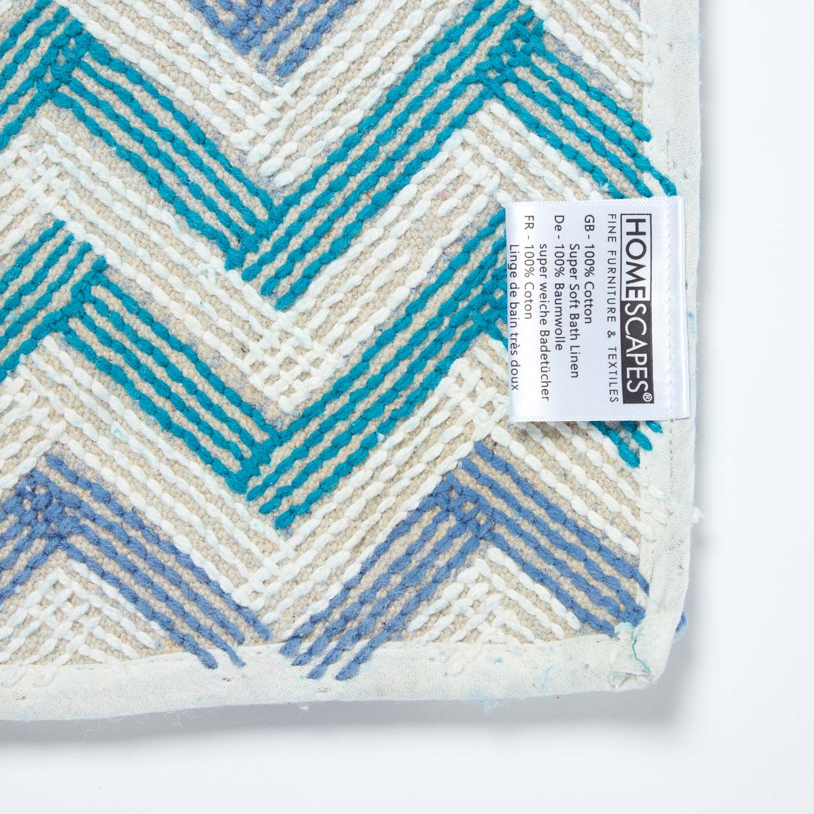 Chevron Cotton Bath Mat | 50 x 80cm | Blue & White