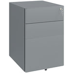 3 Drawer Metal Filing Cabinet Lockable 5 Wheels | One Size | Gray