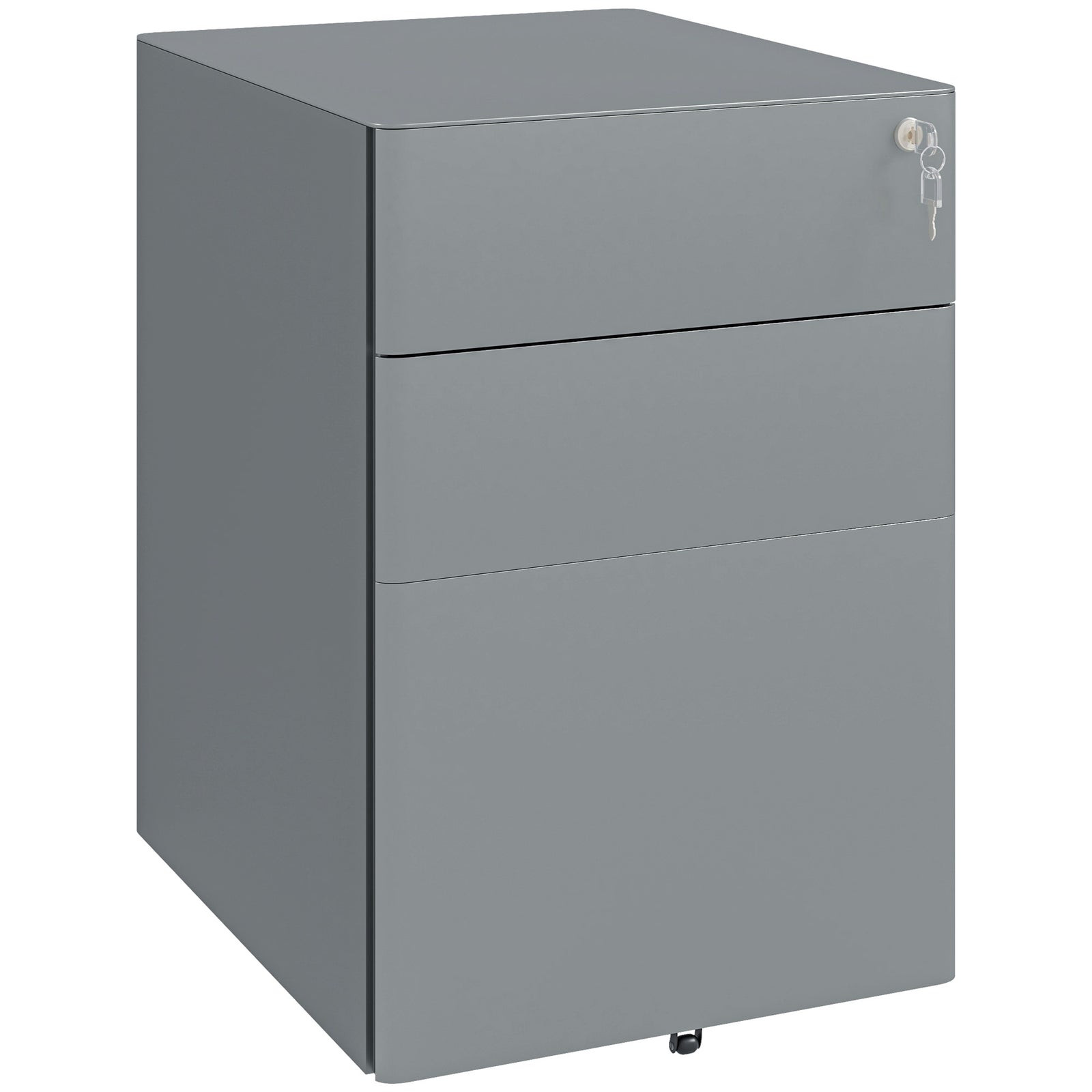 3 Drawer Metal Filing Cabinet Lockable 5 Wheels | One Size | Gray