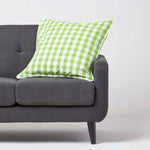 Block Check Cotton Gingham Cushion Cover | 60cm x 60cm | Green
