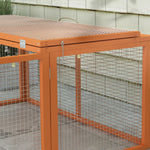 PawHut Rabbit Hutch, Folding Wooden Rabbit Run With Openable Top