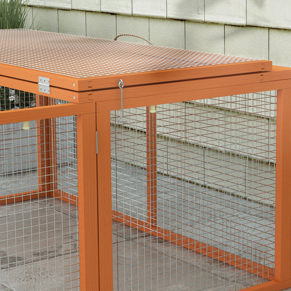 PawHut Rabbit Hutch, Folding Wooden Rabbit Run With Openable Top