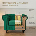 Chesterfield Scroll Arm Velvet Sofa 1 Seater | Emerald