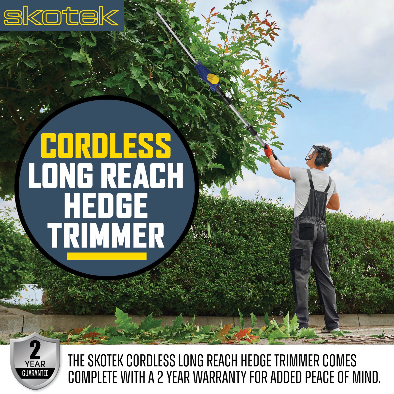 Cordless Hedge Trimmer 18v Li-ion Long Reach Telescopic Garden Hedge Cutter, Battery & Charger Included