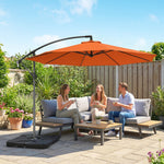 3(m) Banana Parasol Cantilever Umbrella Garden W/ Base Weights | Orange