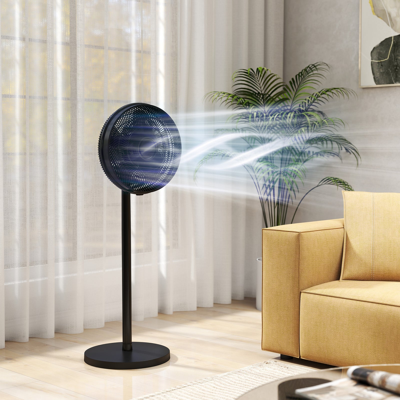 HOMCOM 40 Cm Standing Pedestal Fan, Quiet Electric Cooling Floor Fan, Black