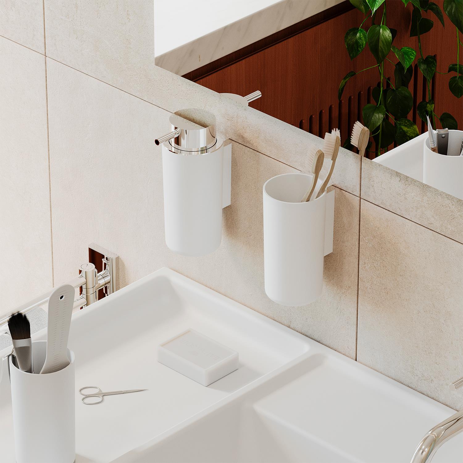 Toothbrush Holder Screw-in Or Self-adhesive Chrome Silver Next Collection