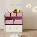 3-tier Kids Storage Shelf With 6 Removable Fabric Boxes | Pink