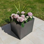 Zinc Galvanised Square Planter | 40cm x 40cm x 40cm | Silver Black