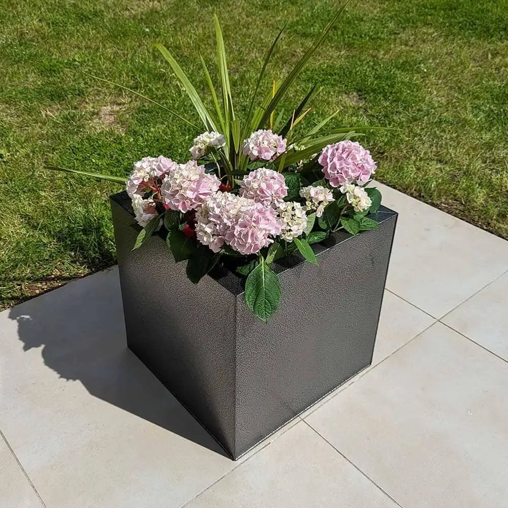 Zinc Galvanised Square Planter | 40cm x 40cm x 40cm | Silver Black