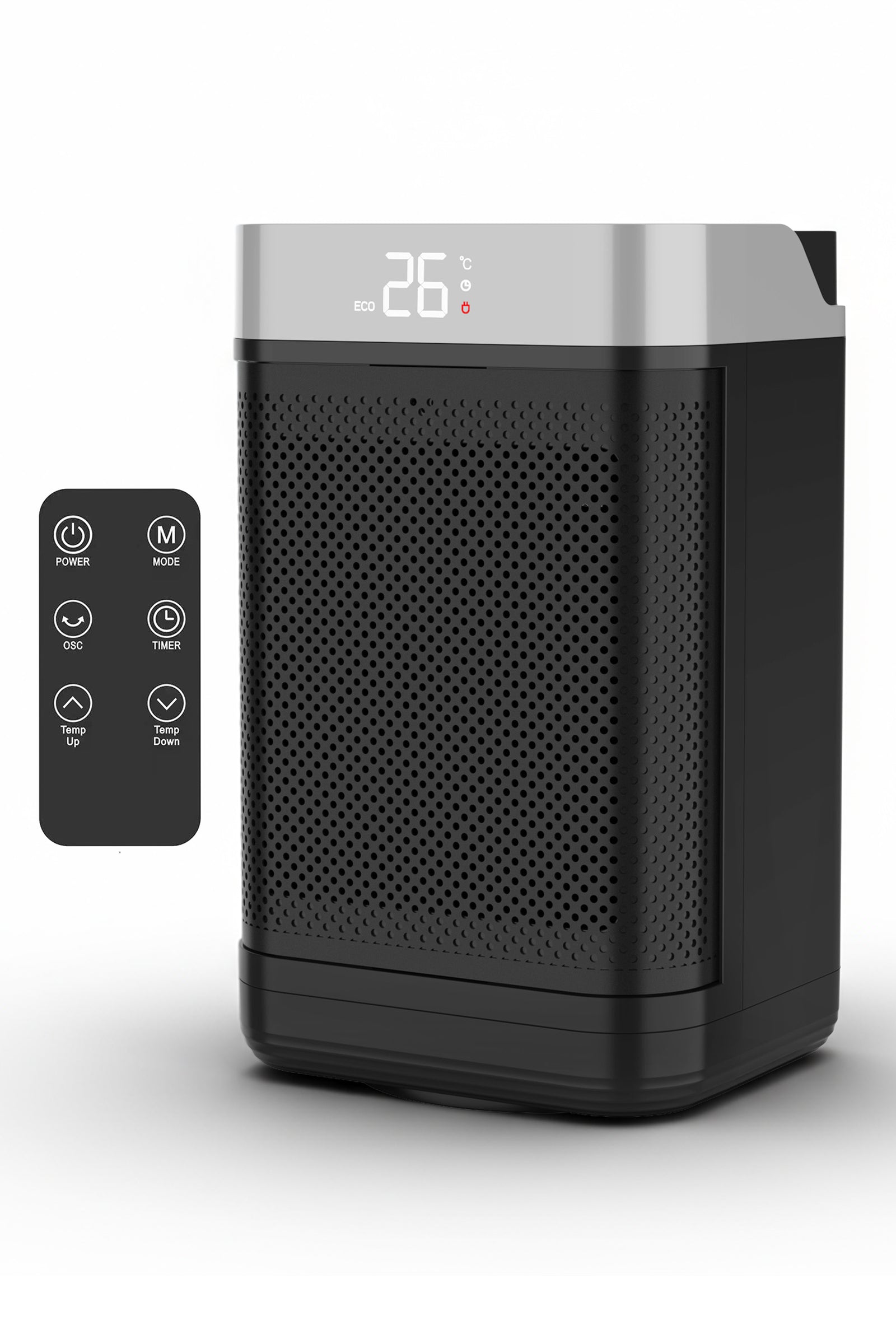10" Portable Electric Space Heater - Led Display - 12h Timer - Remote | One Size | Black