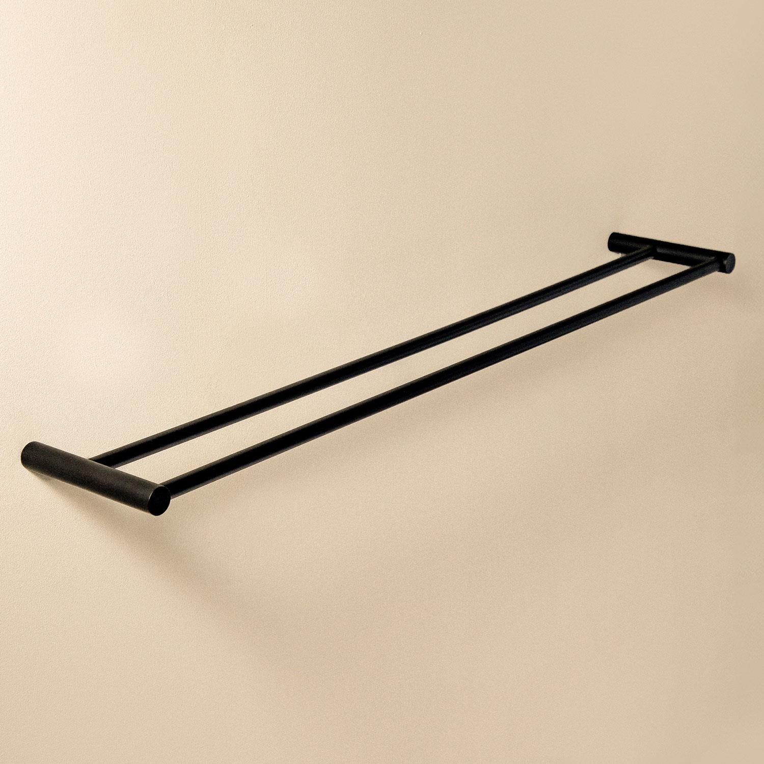 Double Towel Rack Matt Black Logic (60cm)