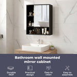 Bathroom Mirror Cabinet Wall Mounted Storage Cupboard Black Open Shelf | Black