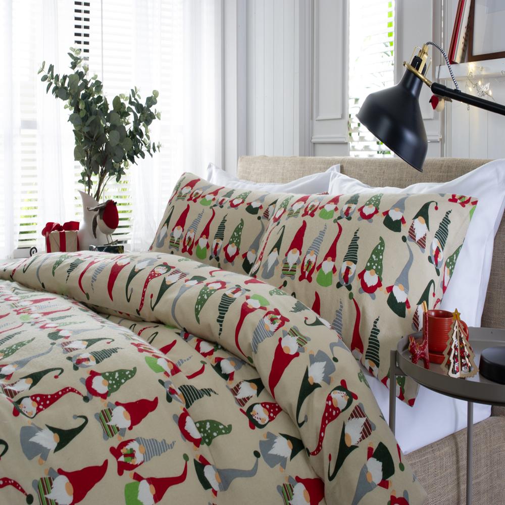 Gonks 100% Brushed  Cotton Duvet Cover Set | Double | Ecru