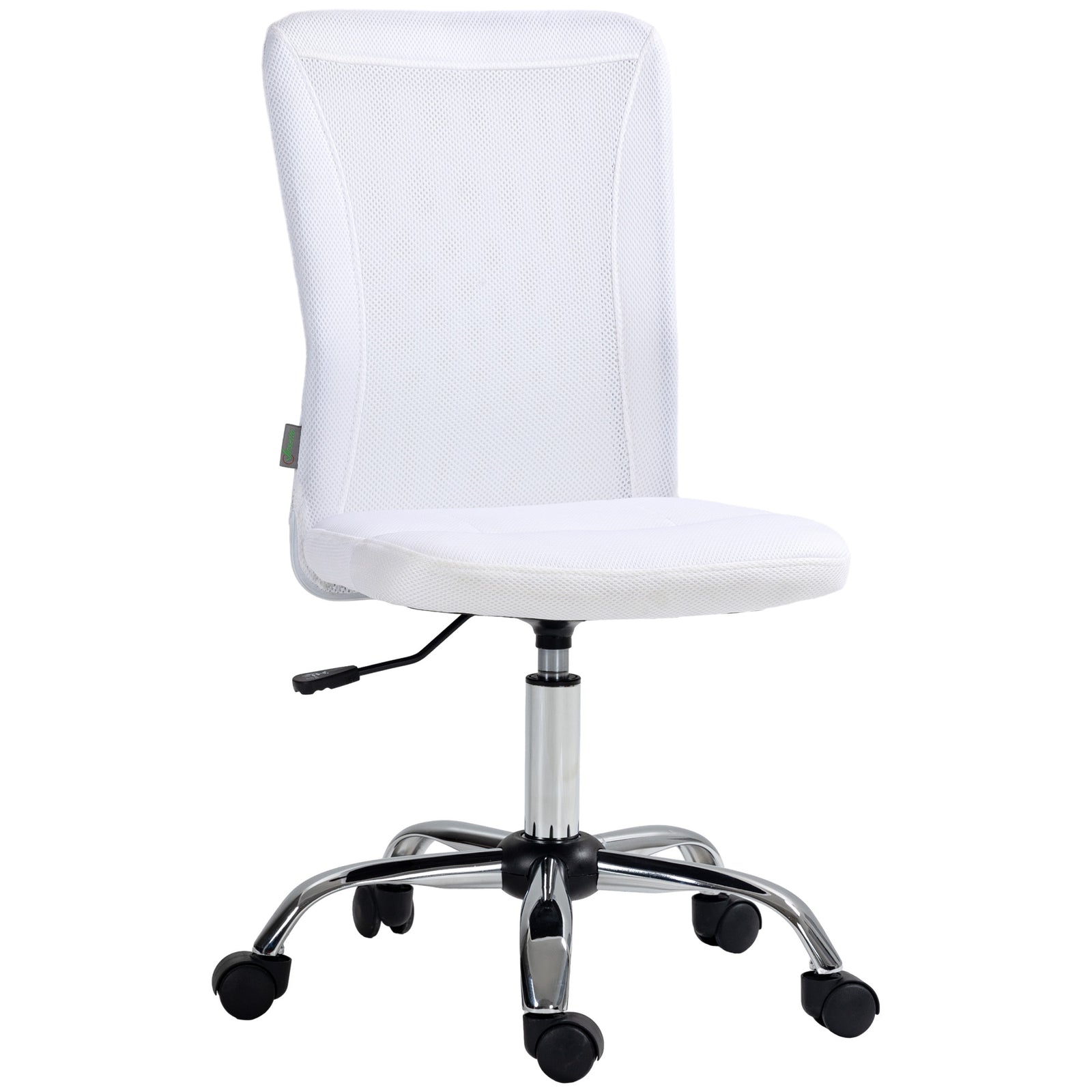 Armless Mesh Office Chair 5 Wheels | White