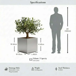 Zinc Galvanised Square Planter | 60cm x 60cm x 60cm | Silver