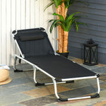 Folding Outdoor Lounger W/ Pillow | Black