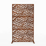 Indoor Outdoor Metal Privacy Screen - Leaf Pattern | Rust