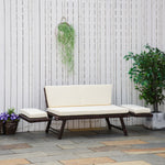 2 In 1 Rattan Folding Daybed Sofa Garden Chaise Lounger | Brown