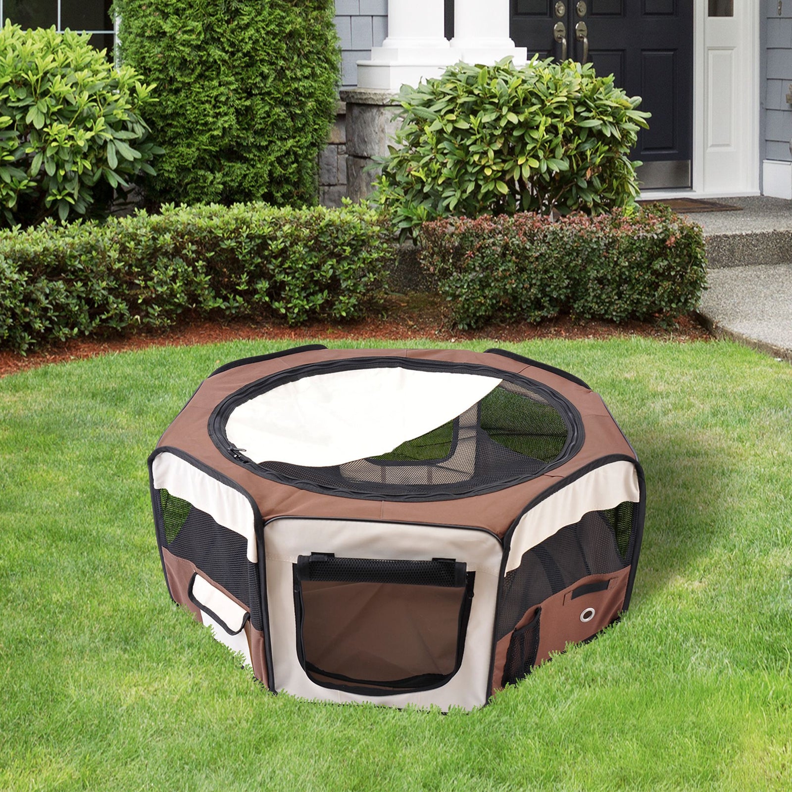 Fabric Pet Puppy Dog Cat Rabbit Pig Guinea Playpen Play Pen Run | Brown