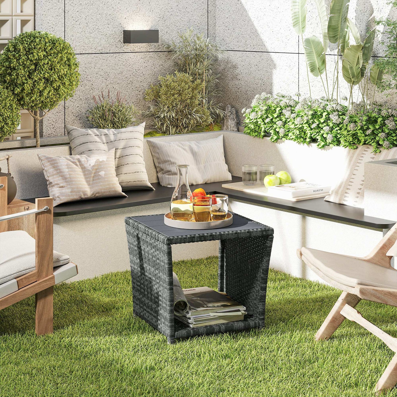 Side Table 2-tier With Storage Shelf | Grey