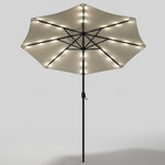 3m Outdoor Patio Parasol – Solar-powered Umbrella With 24 Led Lights, Tilt & Crank Handle, Without Base | One Size | Beige