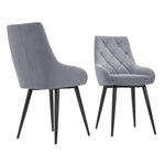 Set Of 2 Velvet Metal Legs Button Upholstered Dining Chair