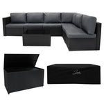 Rattan Modular 7 Piece Furniture Set & 996l Storage Box | Black