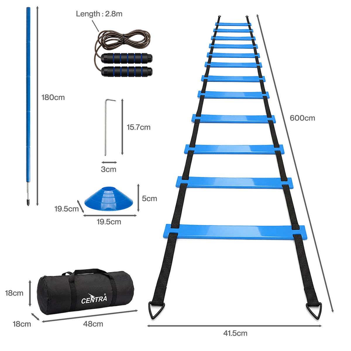 Centra Football Agility Training Slalom Poles Speed Soccer Equipment