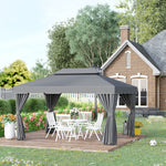 3 X 4m Aluminium Gazebo Marquee Canopy Pavilion Patio Garden | Dark Grey