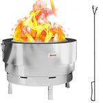 Stainless Steel Fire Pit W/ Grill, Silver