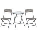 3 Pcs Patio Wicker Bistro Set Foldable Table And Chair Set