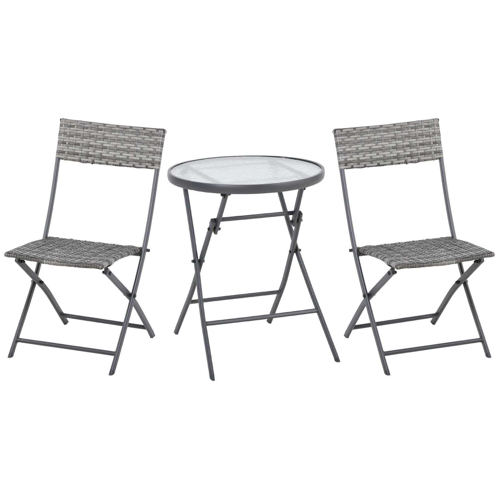 3 Pcs Patio Wicker Bistro Set Foldable Table And Chair Set