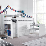 Ersa Mid Sleeper Bed With Desk With Pocket Mattress | Single | White