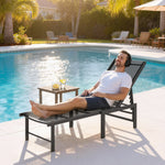 Sun Lounger, 5-level Reclining Sun Lounger Chair | Black