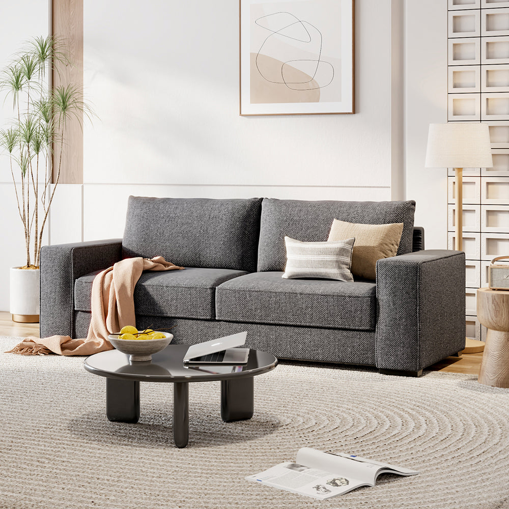3-seater Fabric Sofa, Dark Grey – Deep Cushioned, Modern Design