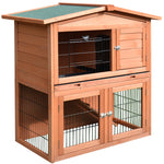 2 Tier Wooden Rabbit Hutch Guinea Pig Small Animal Cage 100.5x55x101 Cm