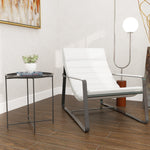 46cm Round Garden Table, Small Side Table W/ Removable Tray | Black