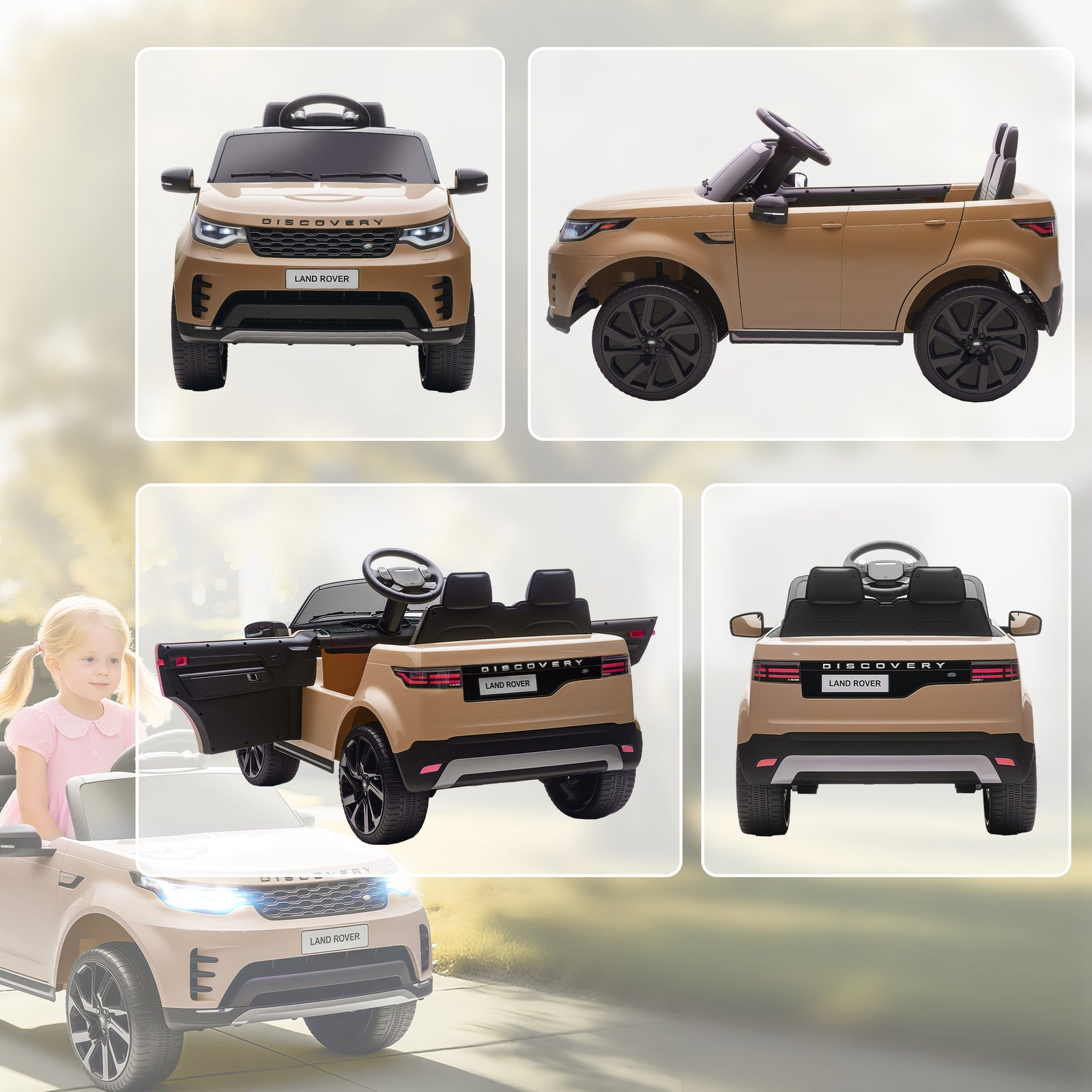Land Rover Discovery Licensed 12v Kids Electric Car W/ Remote | Khaki