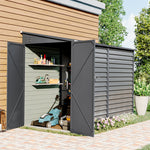 Durable Zinc Steel Metal Garden Shed 4.7×8.86ft – Waterproof Outdoor Storage House For Tools And Garden Equipment, Grey | Grey