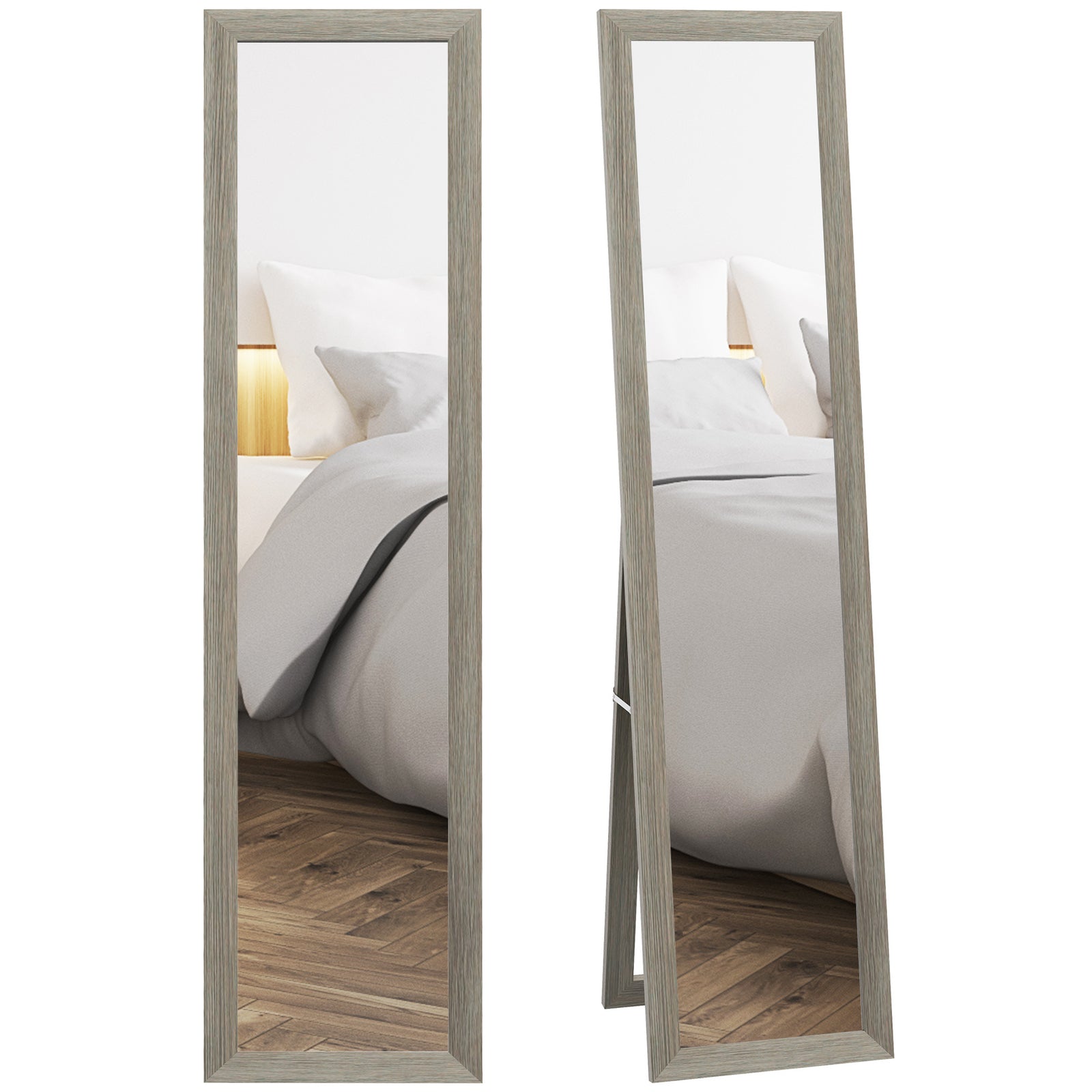 37 X 157 Cm Full Length Mirror With Frame For Bedroom | Grey